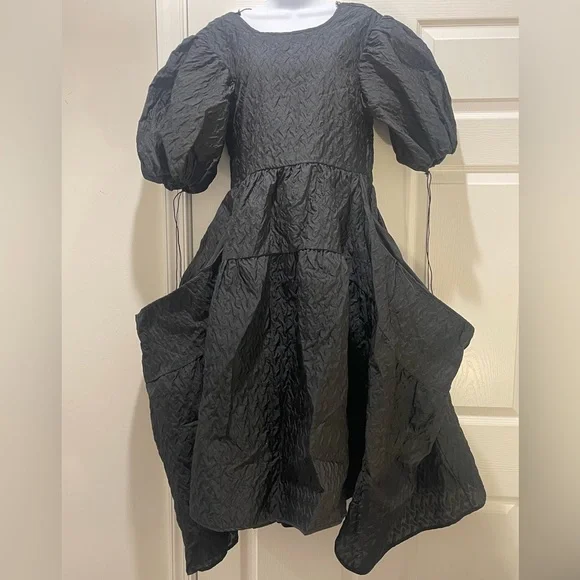 Beulah Style Black Puff Sleeve Tiered Dress - One Size NWT - Picture 2 of 7